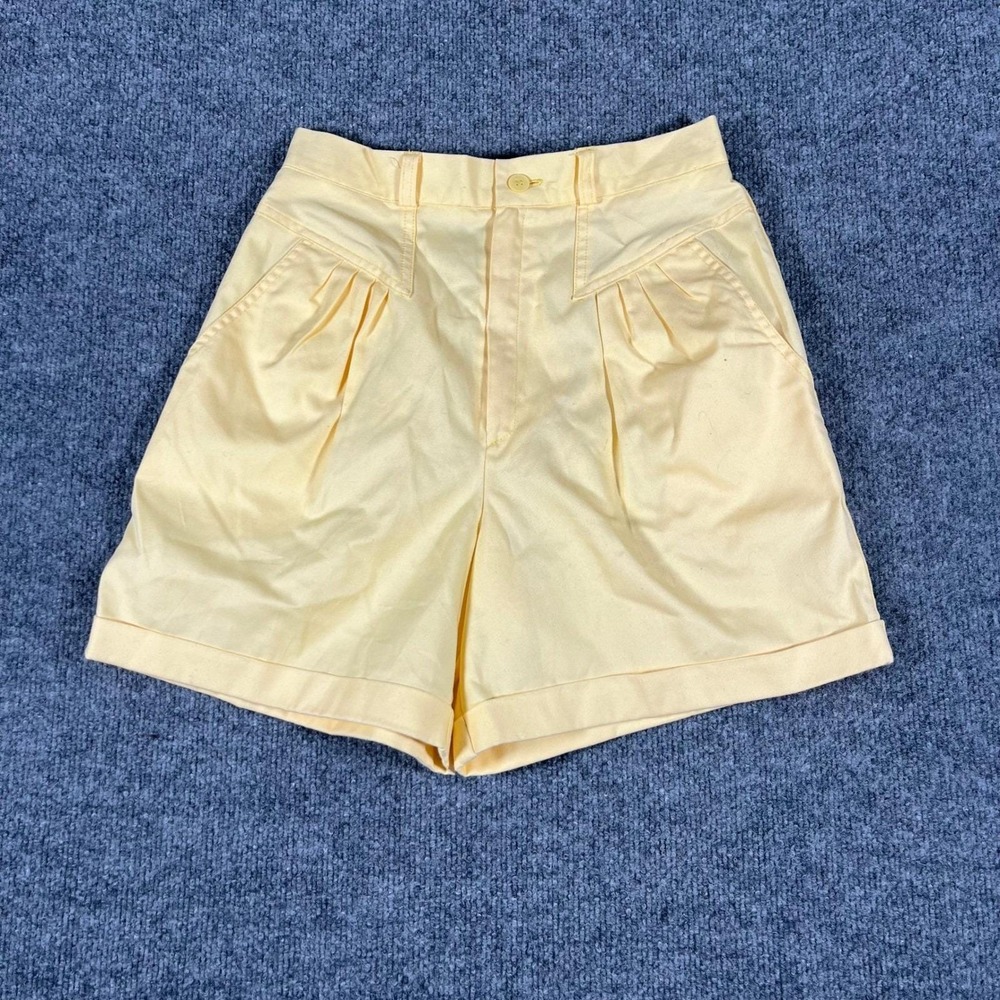 Casablanca Shorts Womens Size 10 Yellow Vintage High Waisted Pleated Cuffed